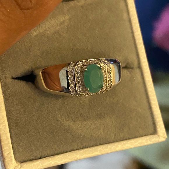 S925 natural emerald men’s ring - Picture 4 of 8